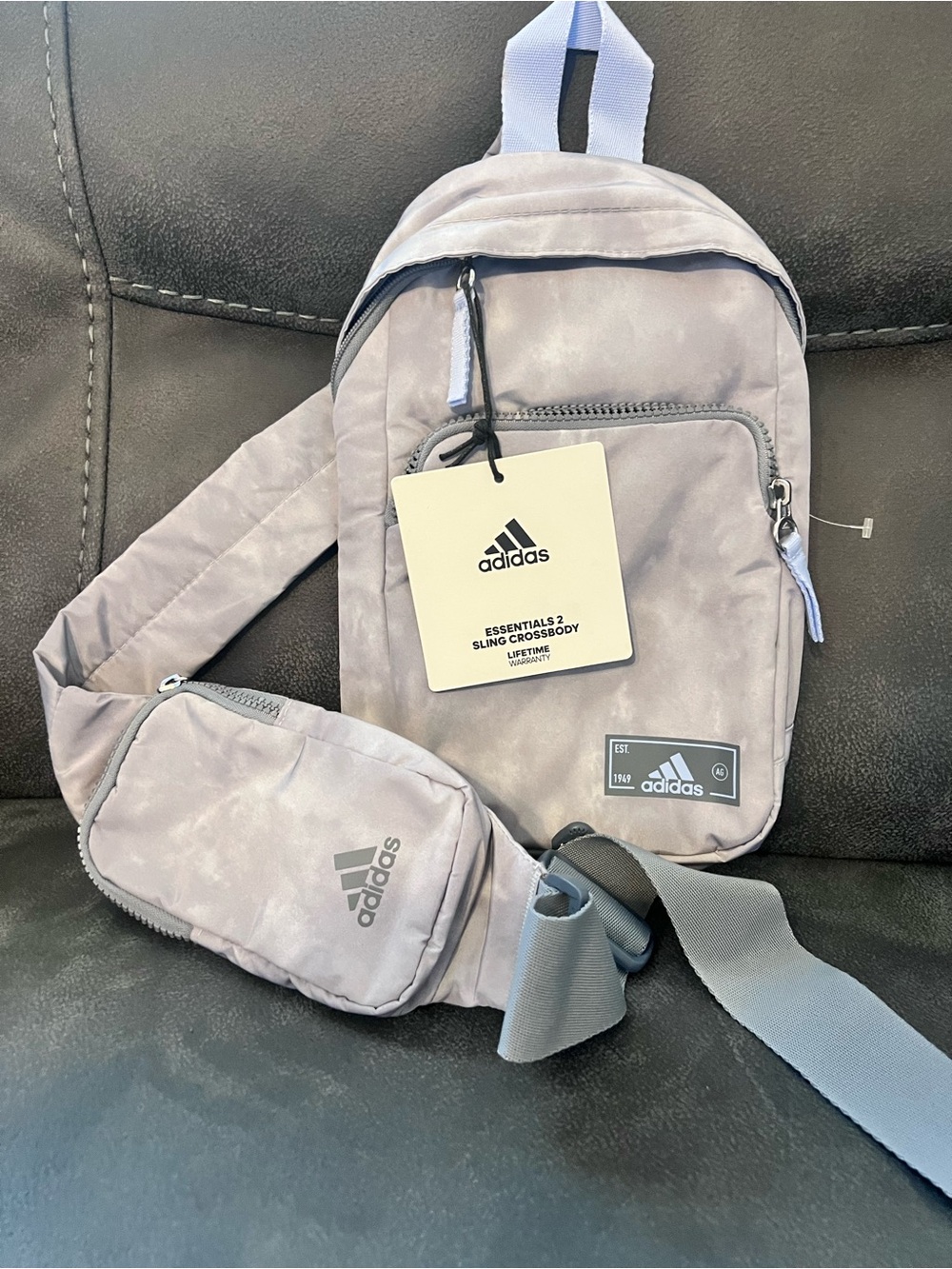 adidas Light Gray Essentials 2 Sling Crossbody and Belt Bag Set